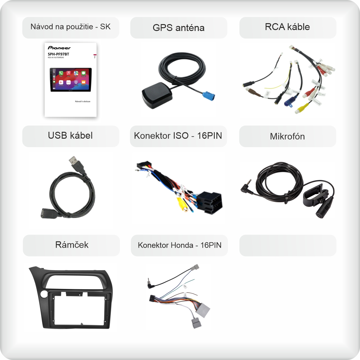 SK PŘÍSLUŠENSTVÍ pro autorádio Pioneer SPH-PF97BT pro honda civic manual s carplay a androidauto - evtech.sk